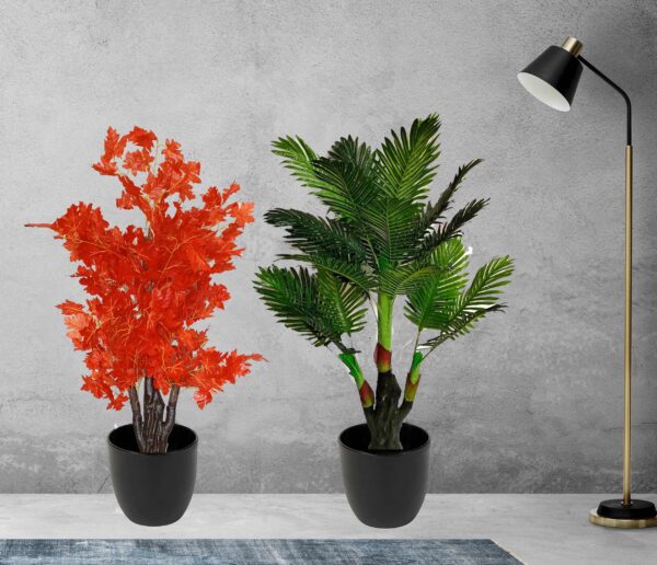 artificial areca palm tree red maple tree home decor