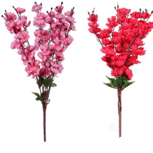 KAYKON Beautiful Artificial Flower Bunch for Vase Cherry Peach Blossom for Home Decor Office Decor Hotel Decor – 20inch/50cm (PACK OF 2)