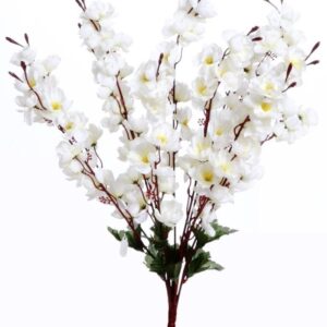 KAYKON Beautiful Artificial Flower White Bunch for Vase Cherry Peach Blossom for Home Decor Office Decor Hotel Decor – 20inch/50cm (PACK OF 2)