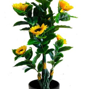 KAYKON Artificial Plant Big Sunflower Tree For Home Decor | Office | Hotel | Luxury Farmhouse | House warming gift – 5 Feet Without Vase