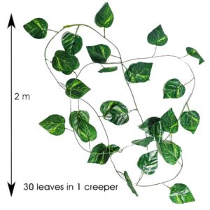 KAYKON Artificial Green Hanging Garland Creeper Plant with 70 Leaves for Indoor Outdoor Decoration -205cm (1PC)